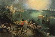 BRUEGEL, Pieter the Elder landscape with the fall of lcarus oil painting